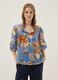 Blaue Bluse mit Blumenmuster aus reiner Baumwolle_2