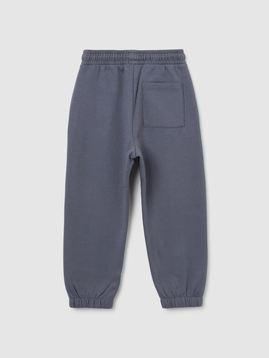 Children's navy blue pure cotton trousers with regular fit and elasticated waist_1