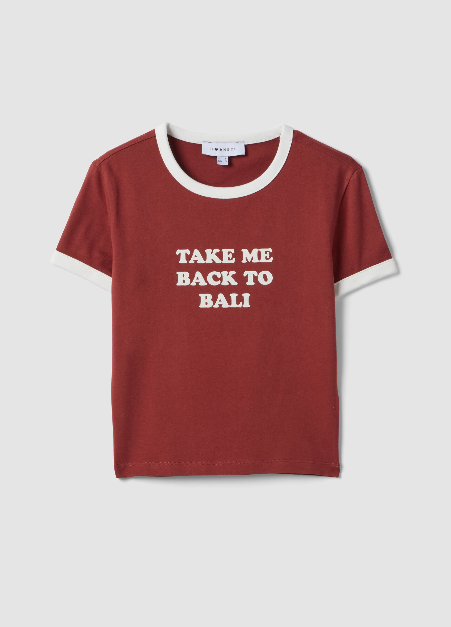 Rotes Regular-Fit T-Shirt aus Stretch-Baumwolle mit Print