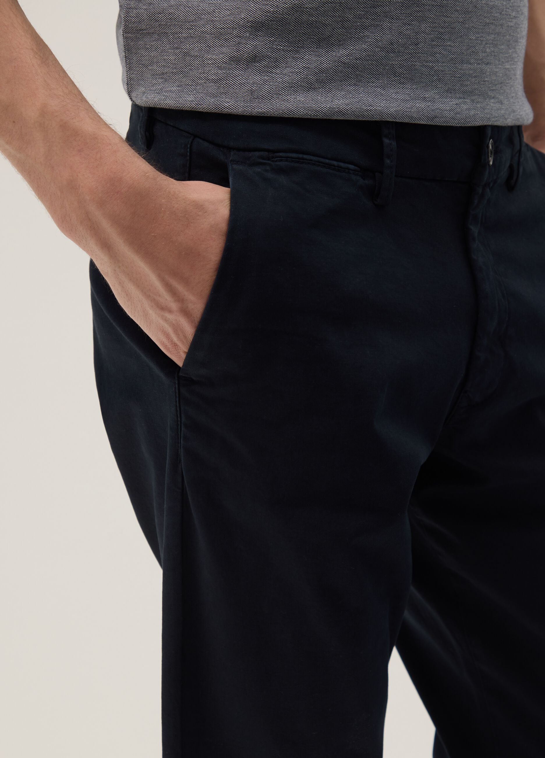 Blue regular-fit stretch cotton chino trousers