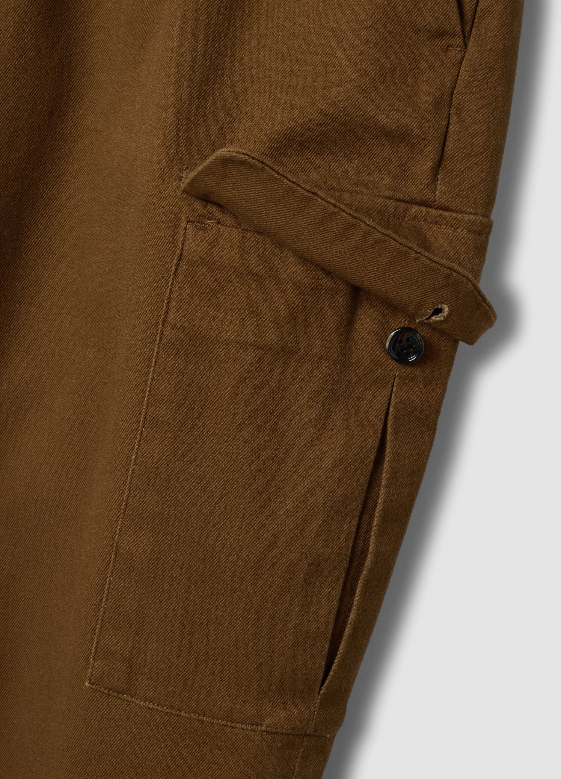 Brown comfort-fit stretch cotton twill cargo trousers