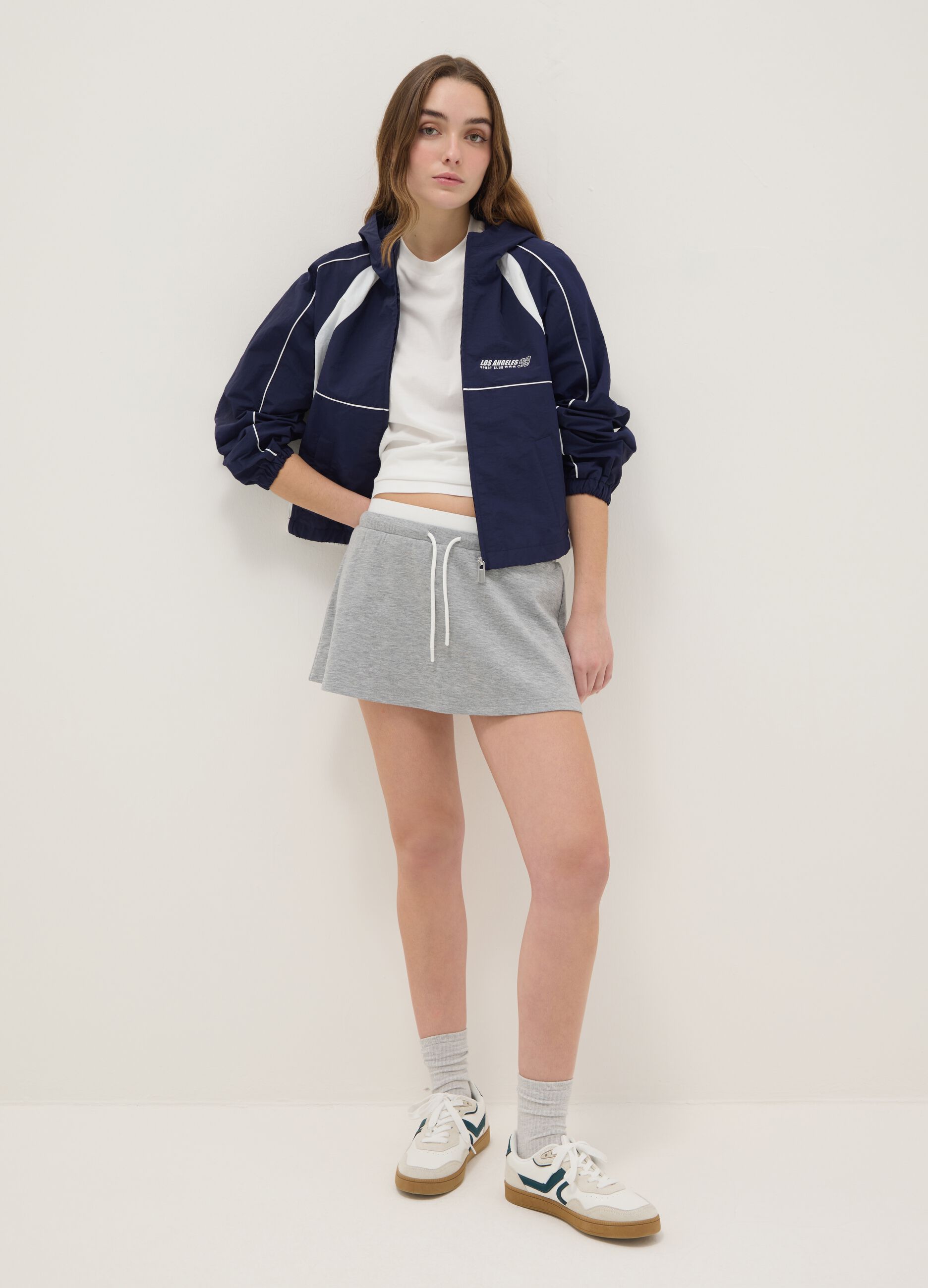 Lightweight multicolor jacket regular fit with zip and hood