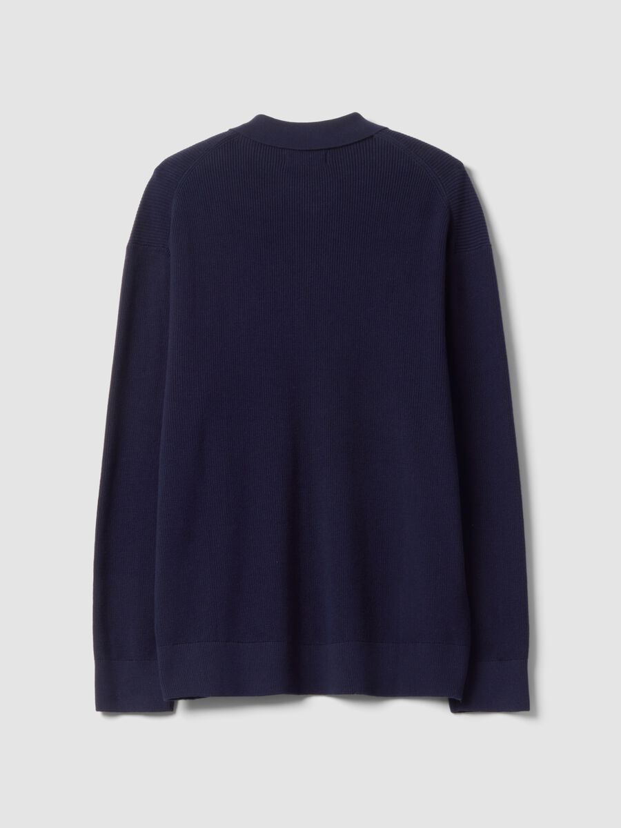 Polo blu in puro cotone con zip e collo classico_6