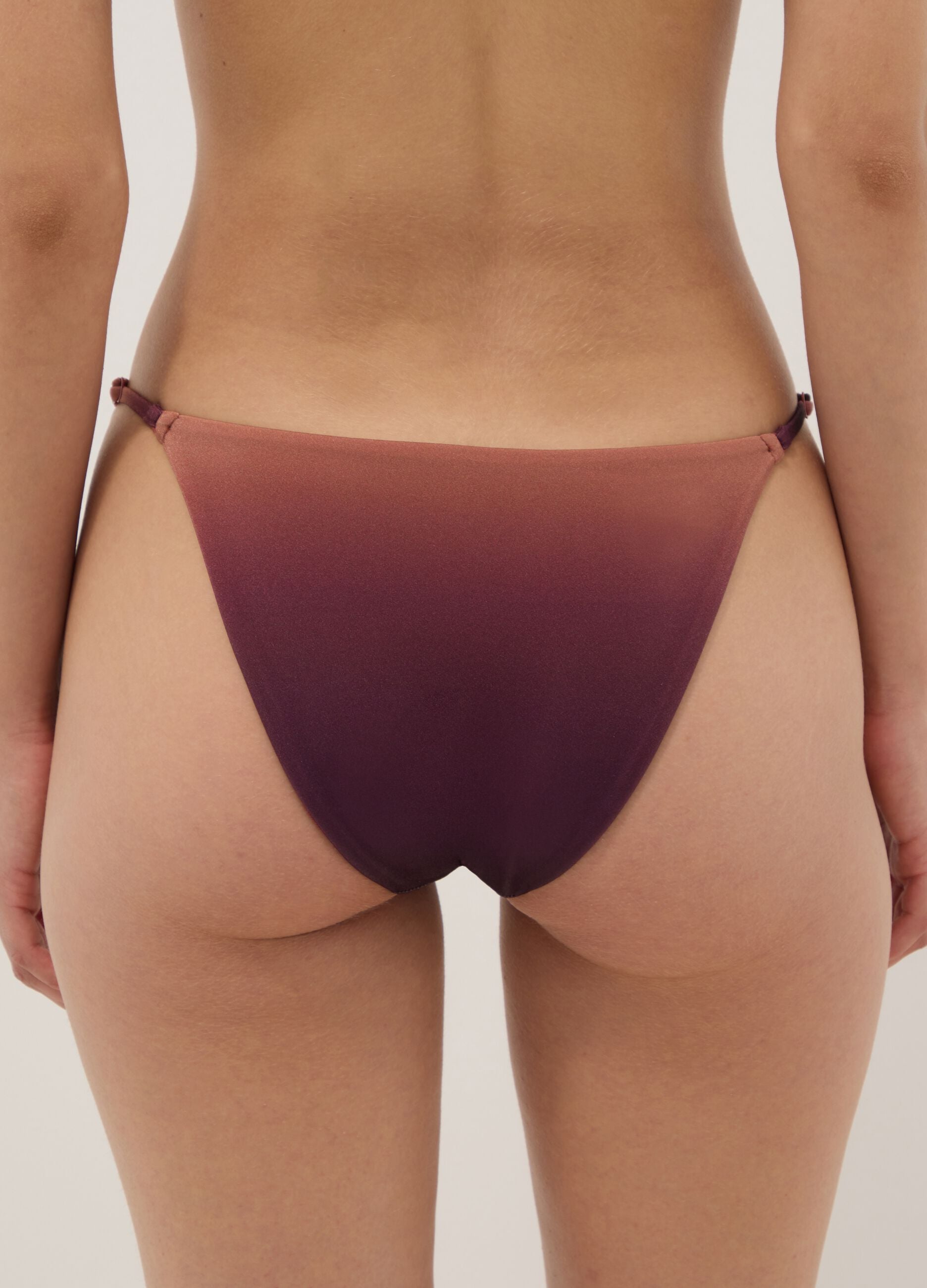 Brown stretch bikini bottoms with ombr&eacute; effect