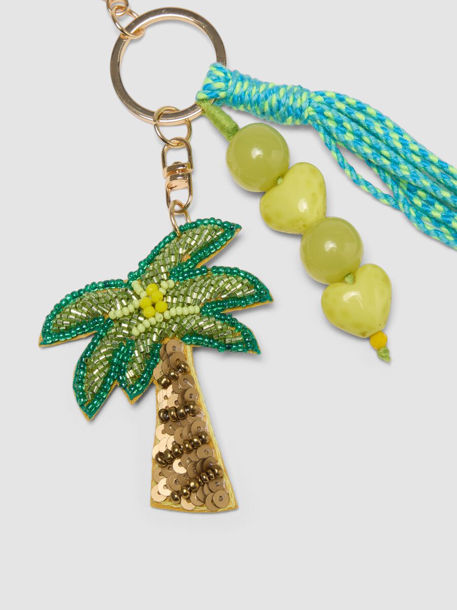 Multicolour pure cotton keyring with tassel and tropical charms_2