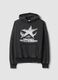 Sweatshirt preta com capuz em mistura de algod&atilde;o e decote redondo_0