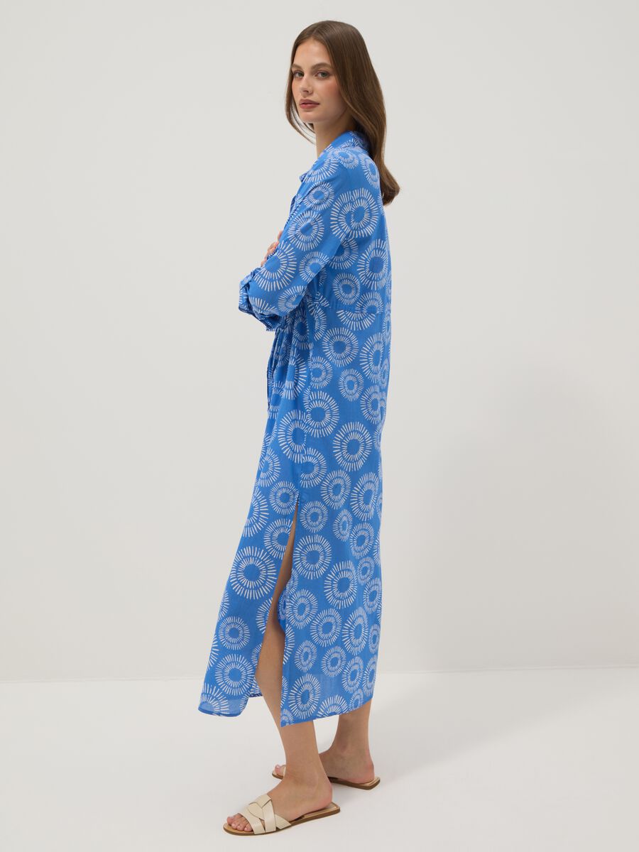 Long blue organic cotton kaftan_0