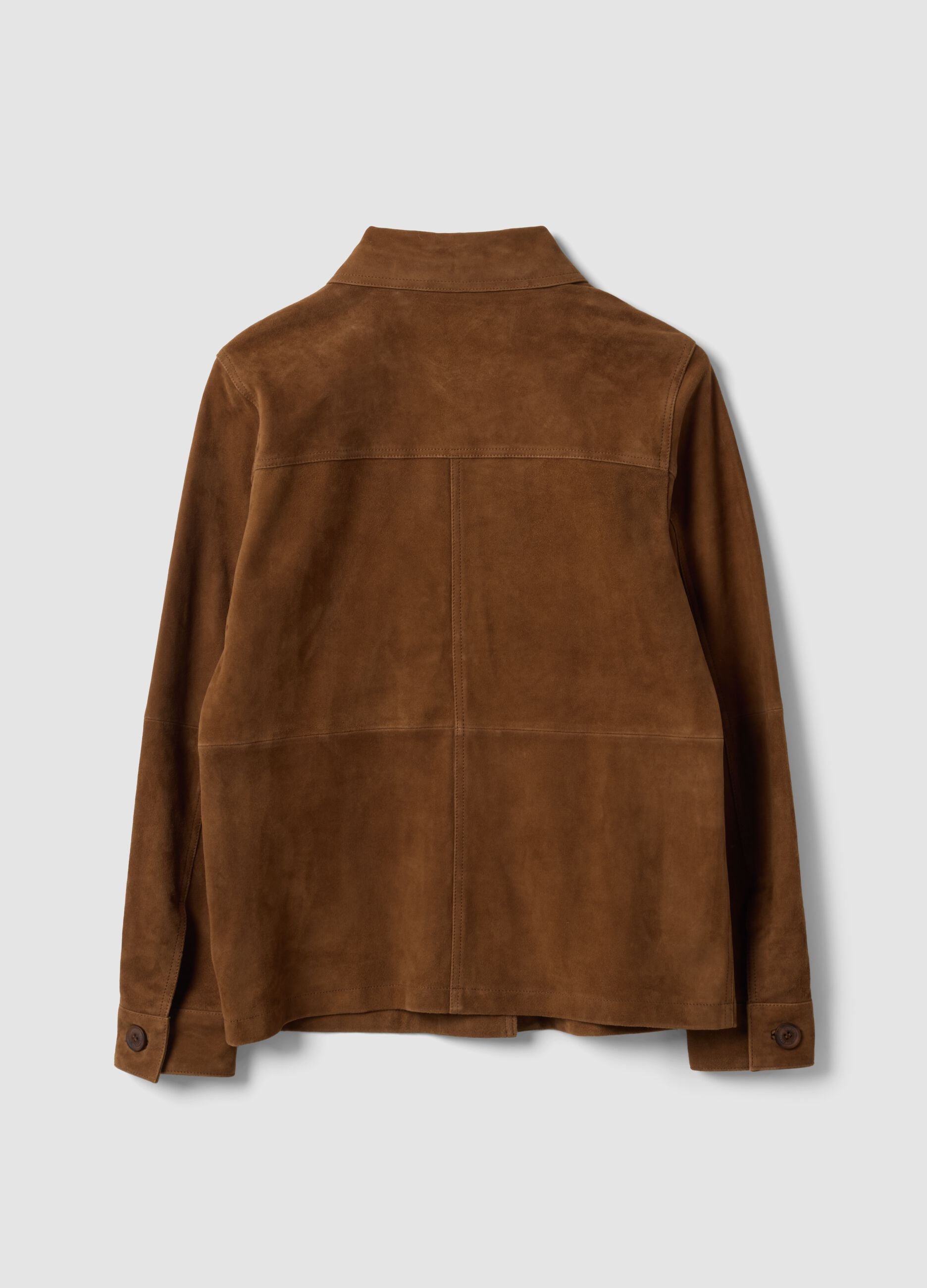 Brown genuine leather jacket in regular fit