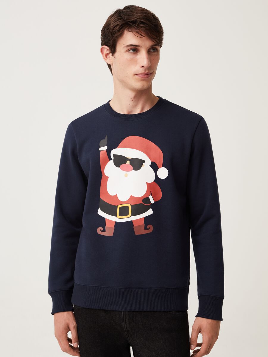 Sweatshirt with Father Christmas print round neck_0