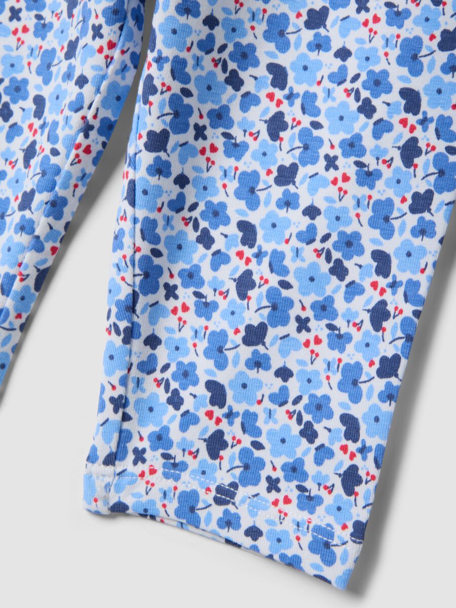 Colourful stretch cotton slim leggings for girls with flowers_3