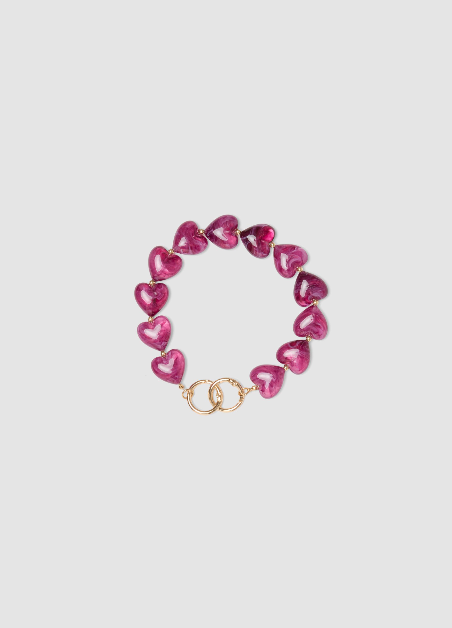Purple Heart-Bead Bracelet