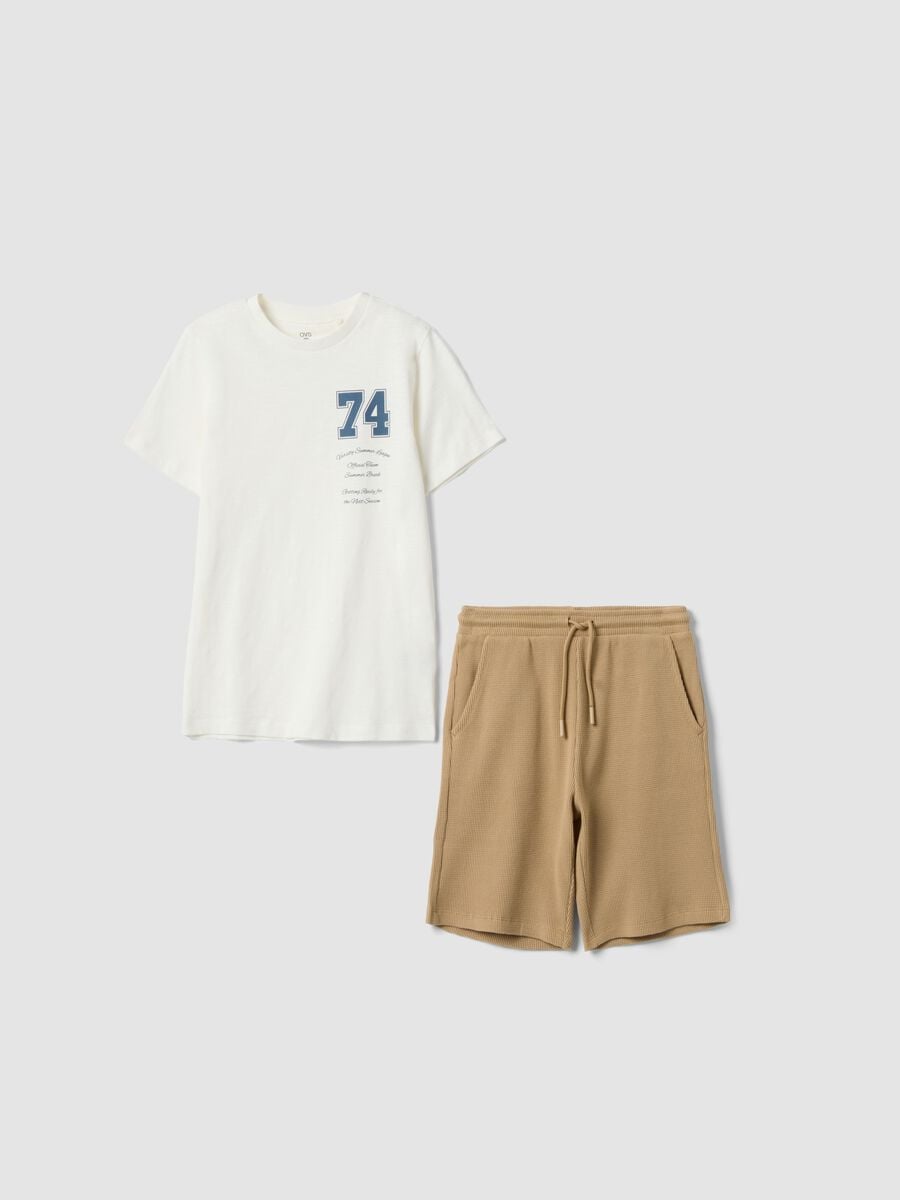 Multicolour pure cotton T-shirt and shorts set for boys, regular fit_3