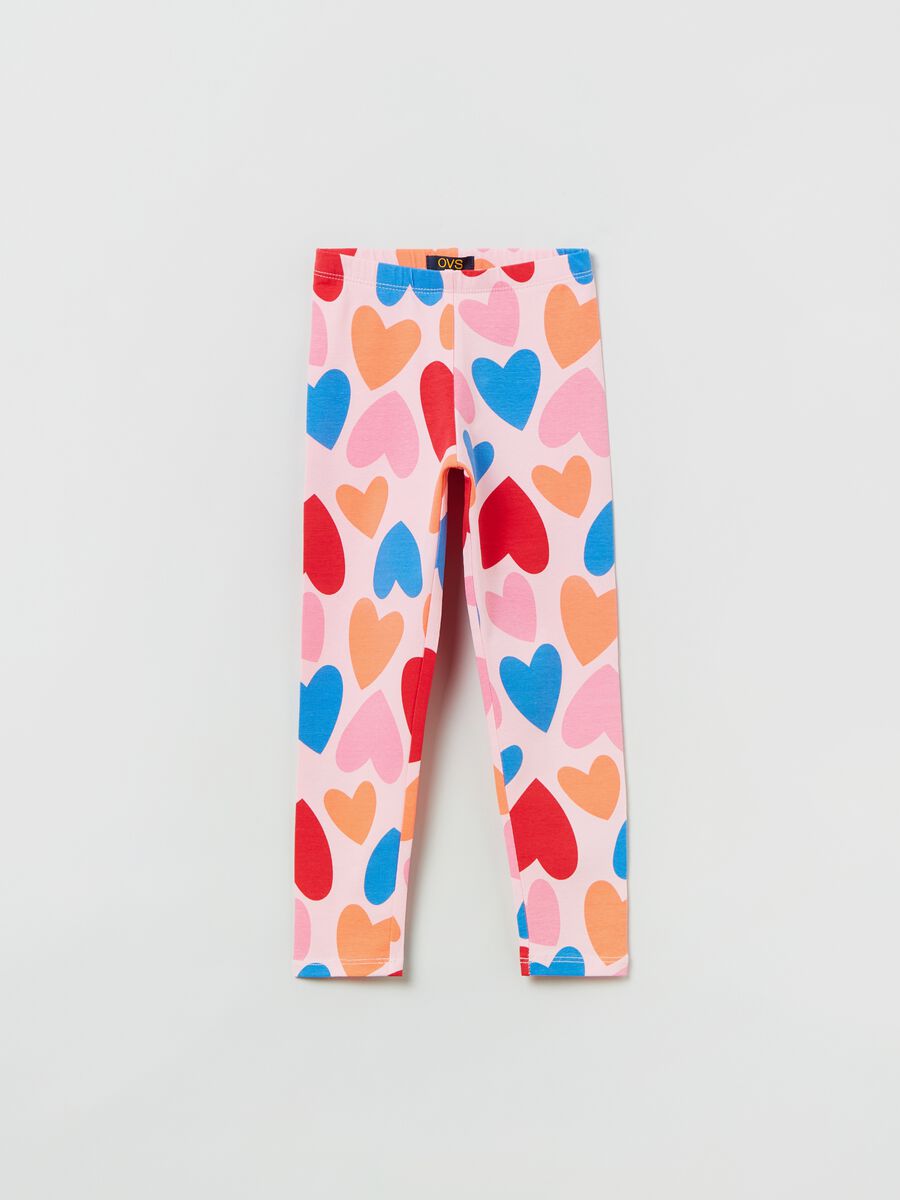 Stretch cotton leggings with print_0