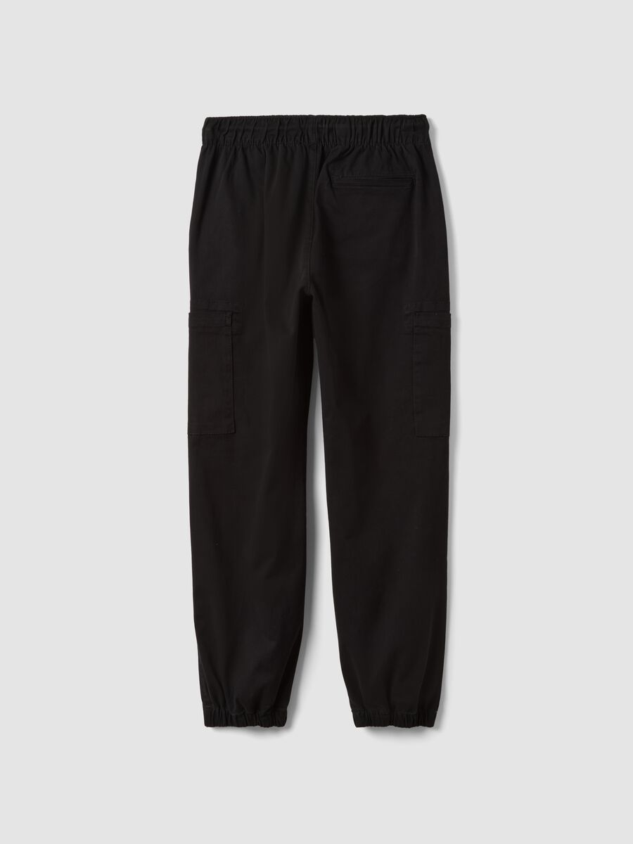 Jogger cargo neri in cotone elasticizzato_2
