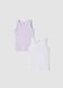Bipack canotte bianco e viola in puro cotone organico girocollo_0