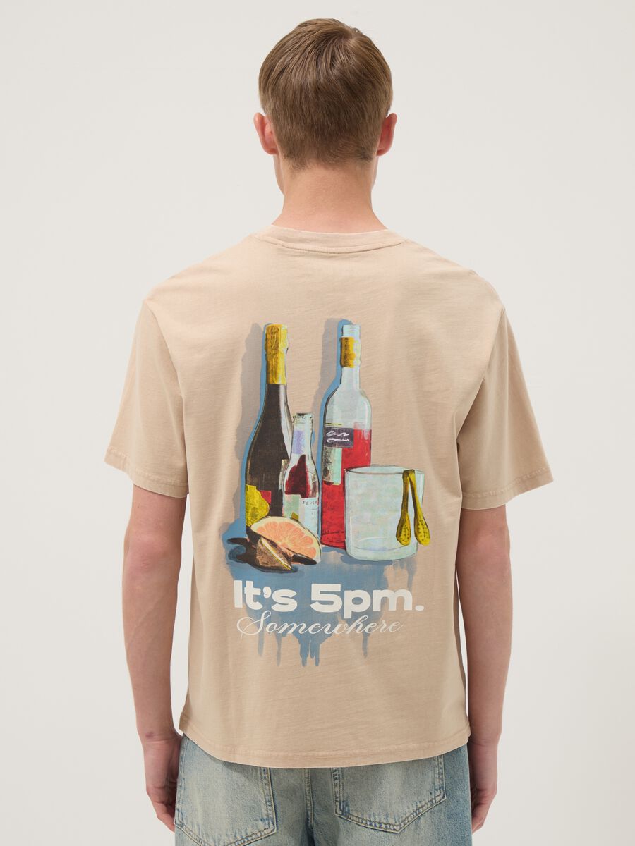 Beige short-sleeve pure cotton T-shirt_3