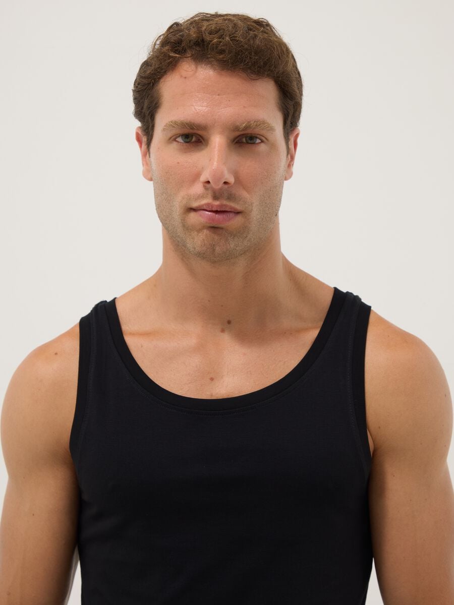 Black Supima cotton vest top, regular fit_1