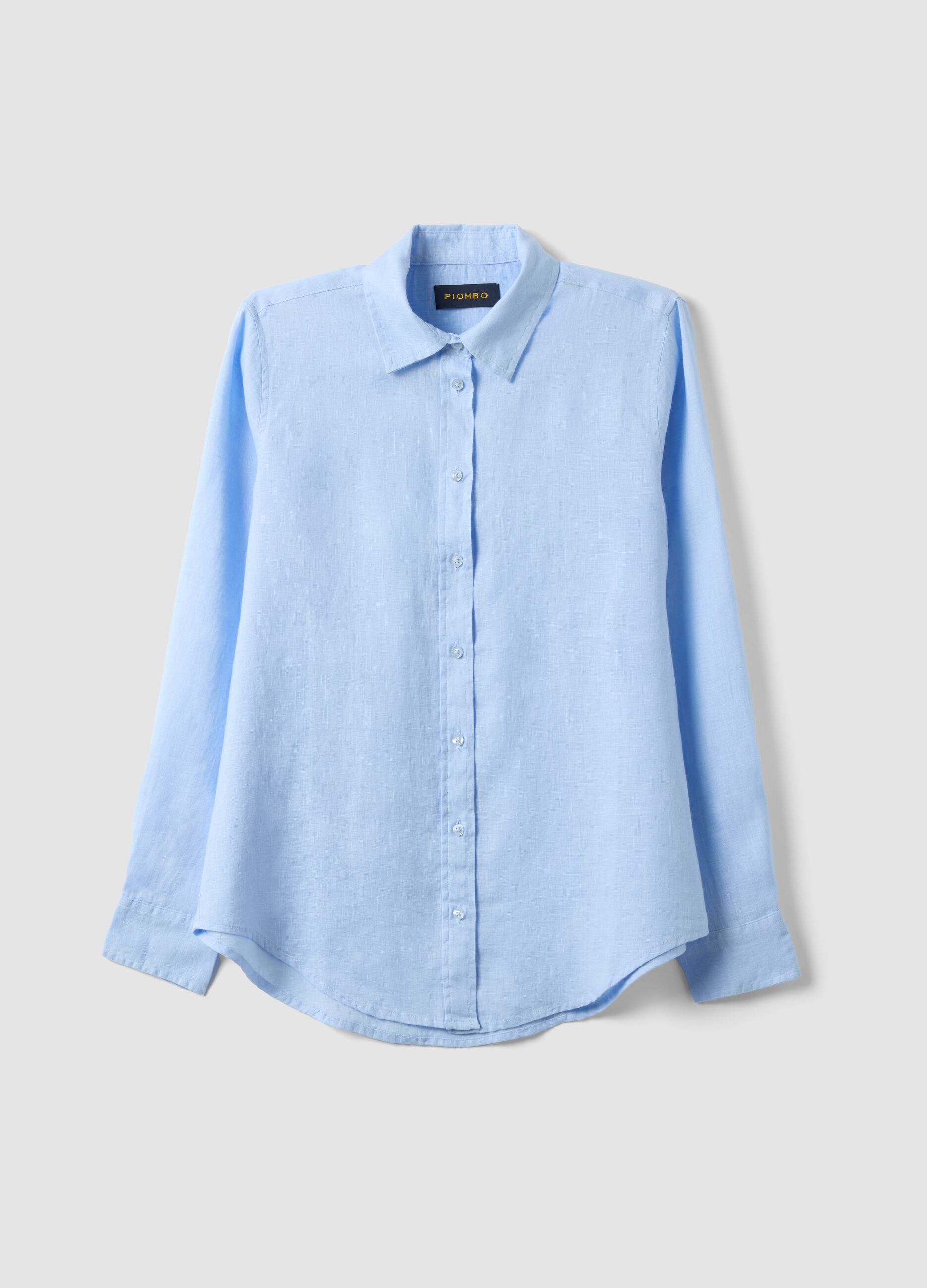 Chemise bleu ciel en pur lin, coupe regular