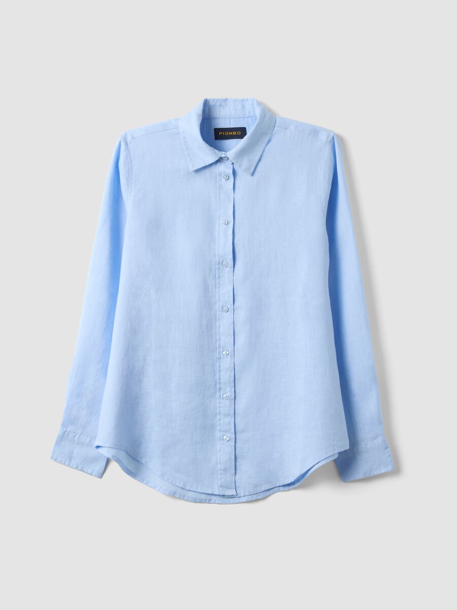 Hellblaues Hemd aus reinem Leinen, Regular Fit_4