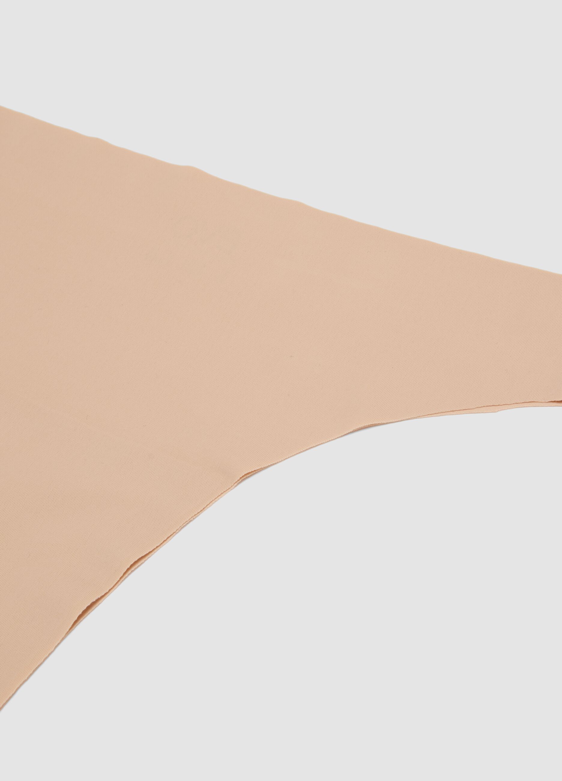 Beige stretch-fabric Brazilian briefs