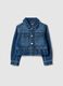 Girl's regular fit blue denim cotton jacket with pockets_0