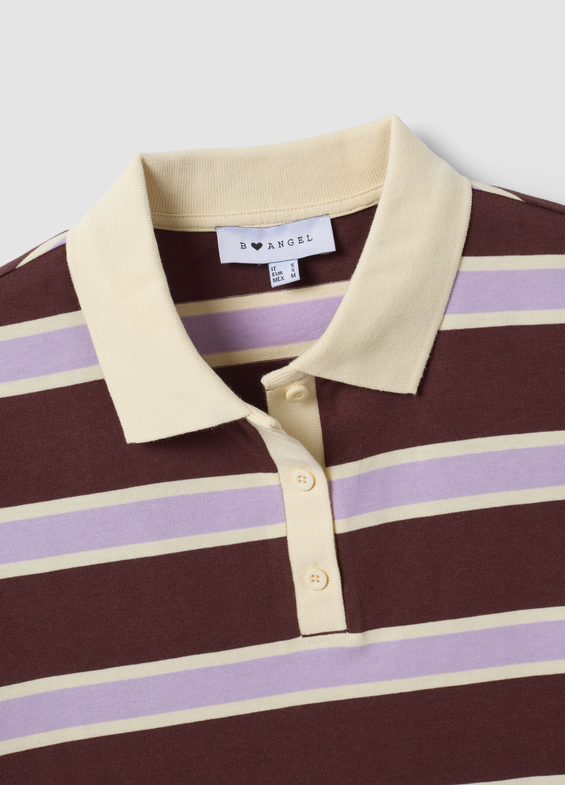 Brown striped pure cotton oversized polo shirt