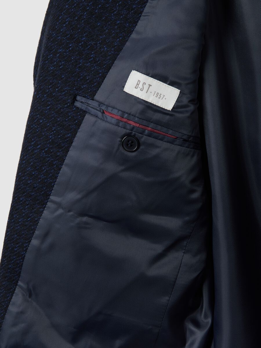 Long blue checked coat regular fit in houndstooth_7