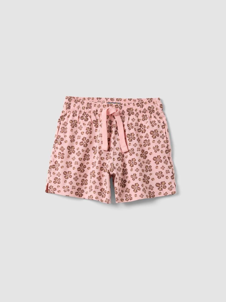Rosa Shorts aus reiner Baumwolle mit Blumenprint_0