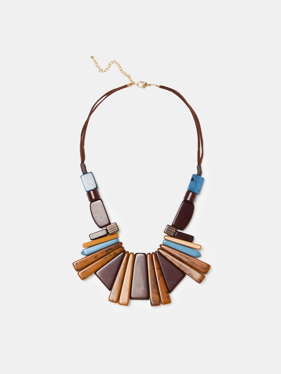 Ethnic necklace with geometric stones_0