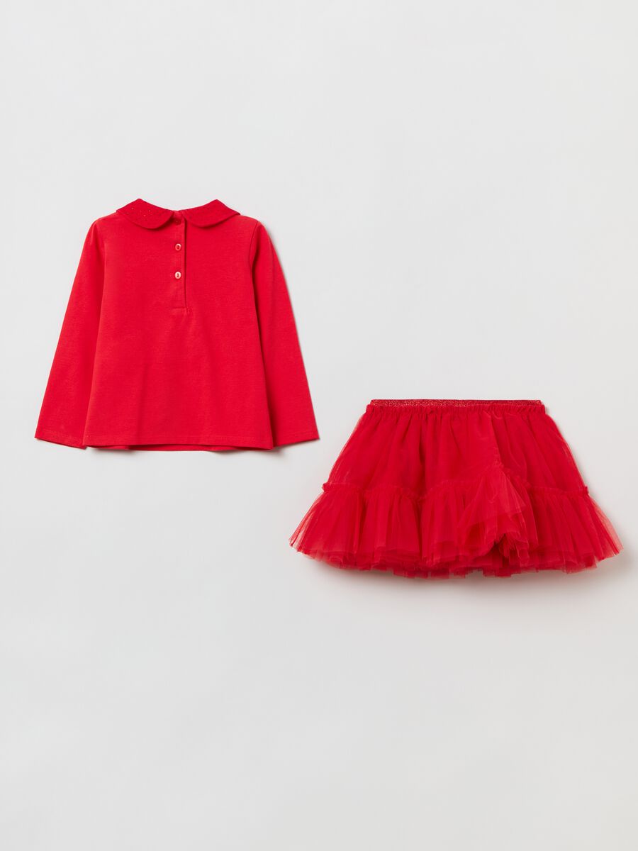 Polo shirt with diamantés and skirt in tulle set_1