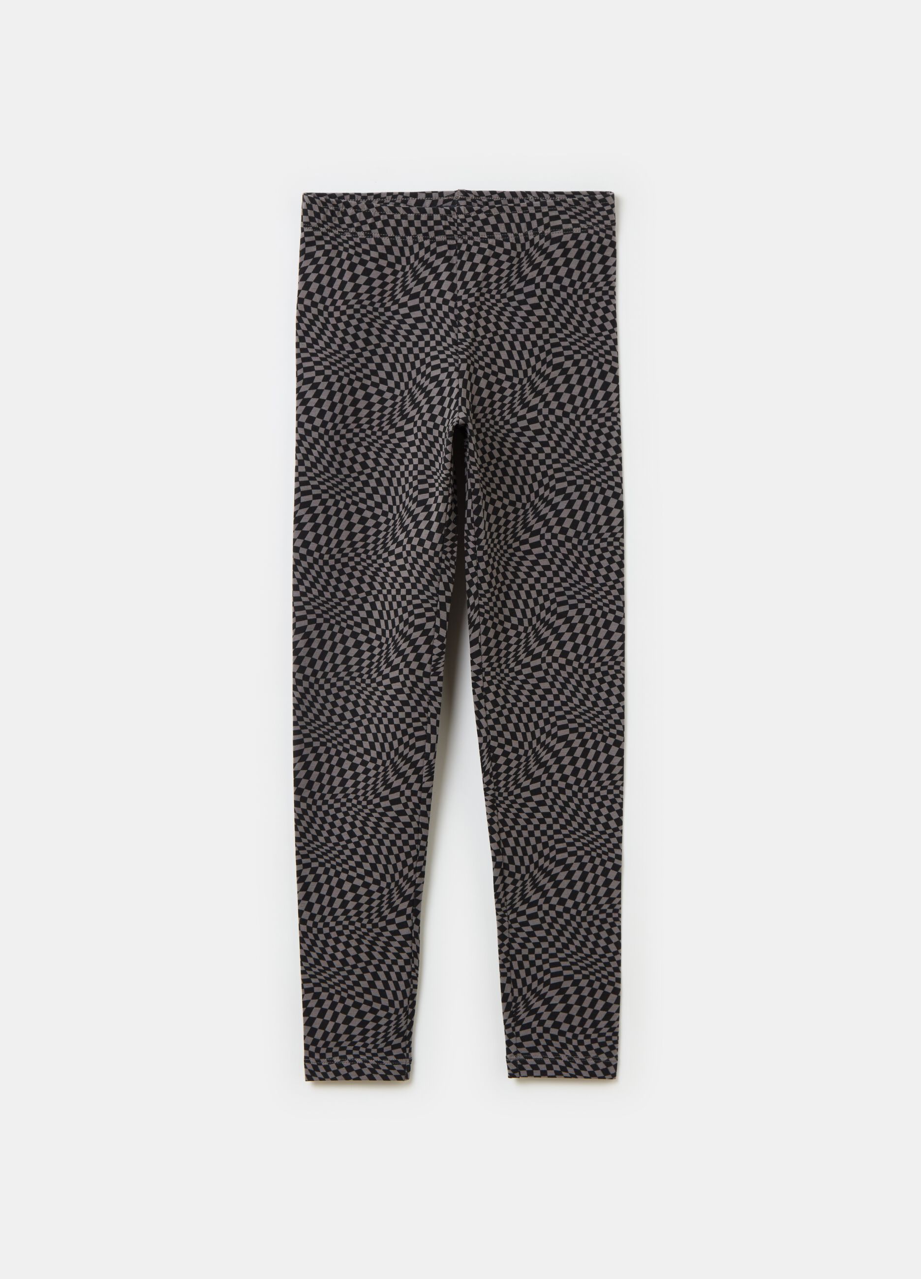 Stretch cotton leggings with all-over print
