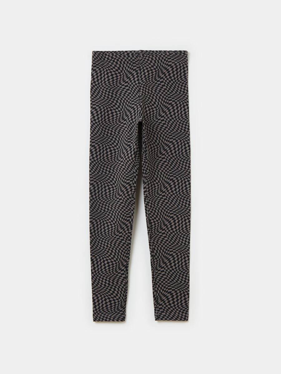 Stretch cotton leggings with all-over print_0
