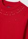 Regular fit red cotton blend girls' sweatshirt with decorated collar_2