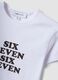 Wei&szlig;es, figurbetontes T-Shirt aus reiner Baumwolle mit Six-Seven-Frontprint_5