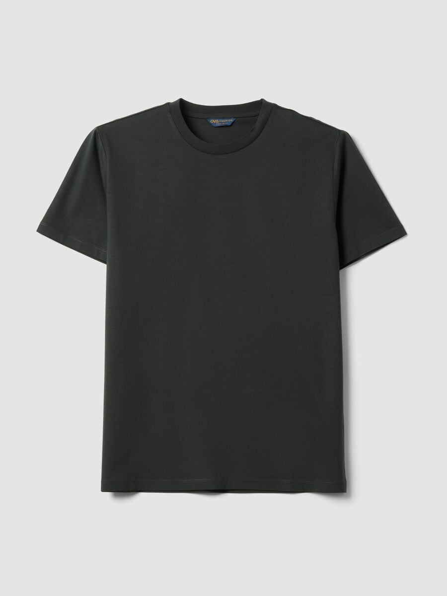 Grey mercerised pure cotton crew-neck T-shirt, regular fit_0