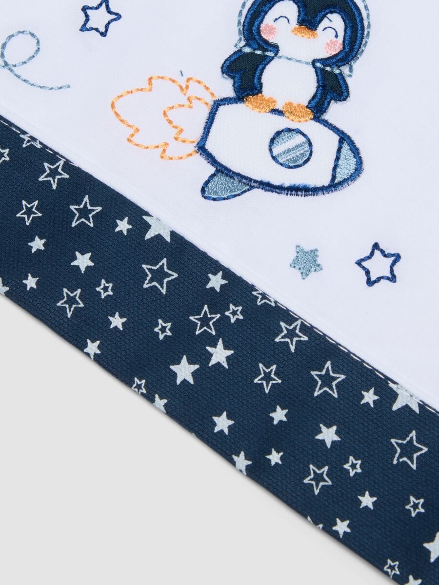 White and blue pure cotton baby sheet with penguin print_2