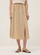 Beige long skirt, regular fit with elasticated waist and slit_1