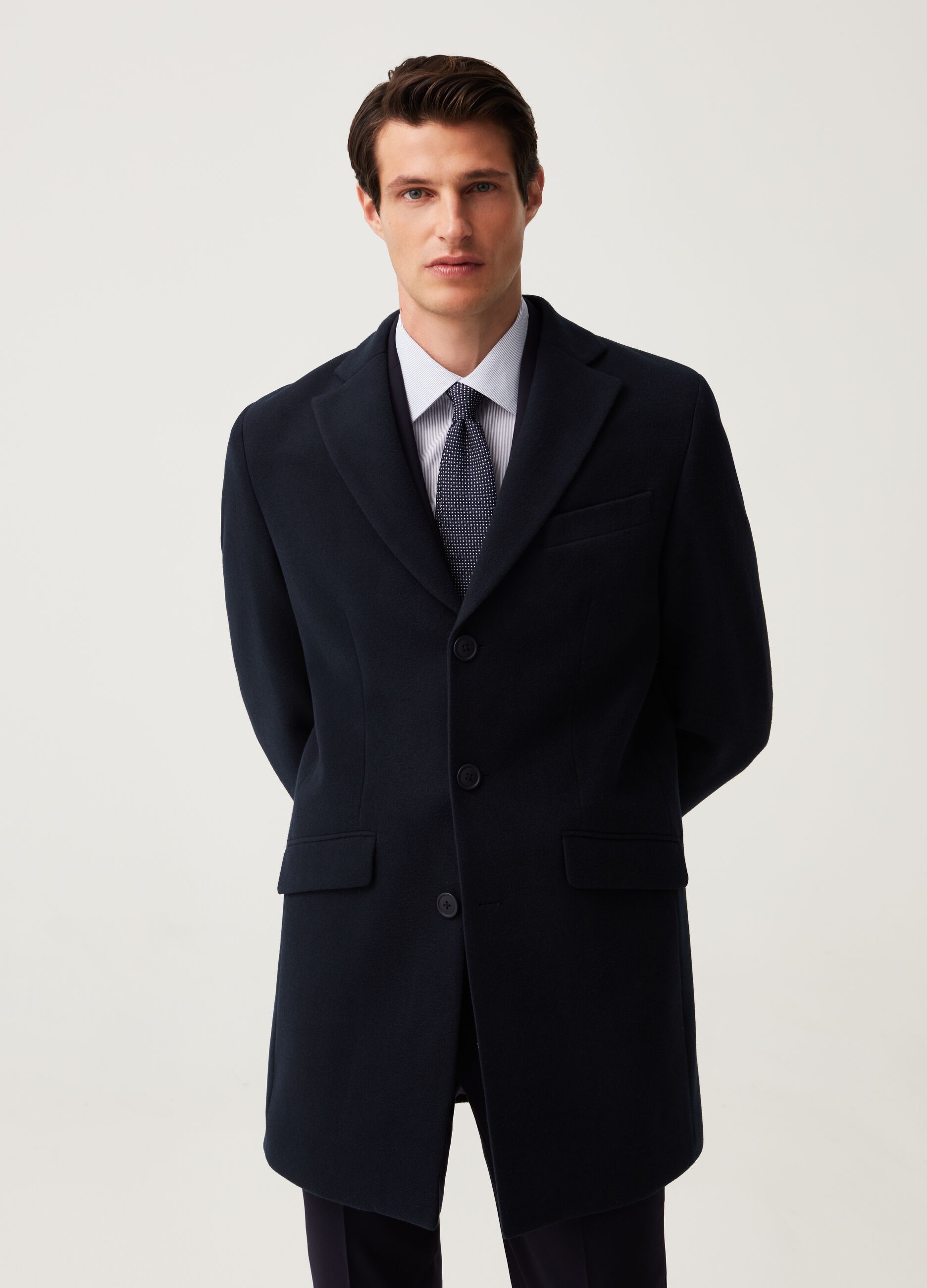 Slim-fit coat in velour cloth