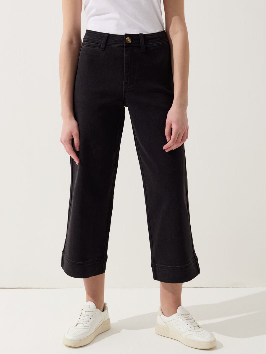 Wide-leg cropped culotte jeans_1