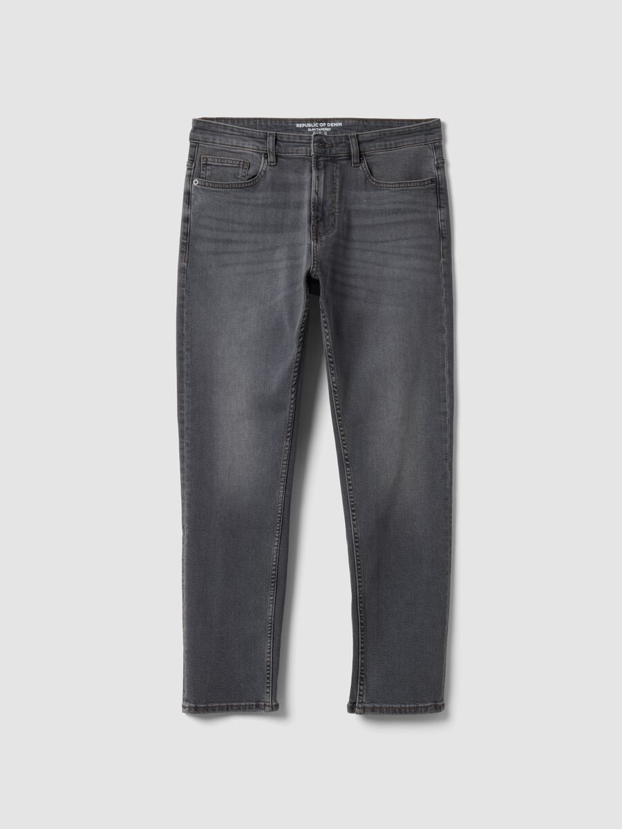 Grey slim-fit stretch cotton jeans_0