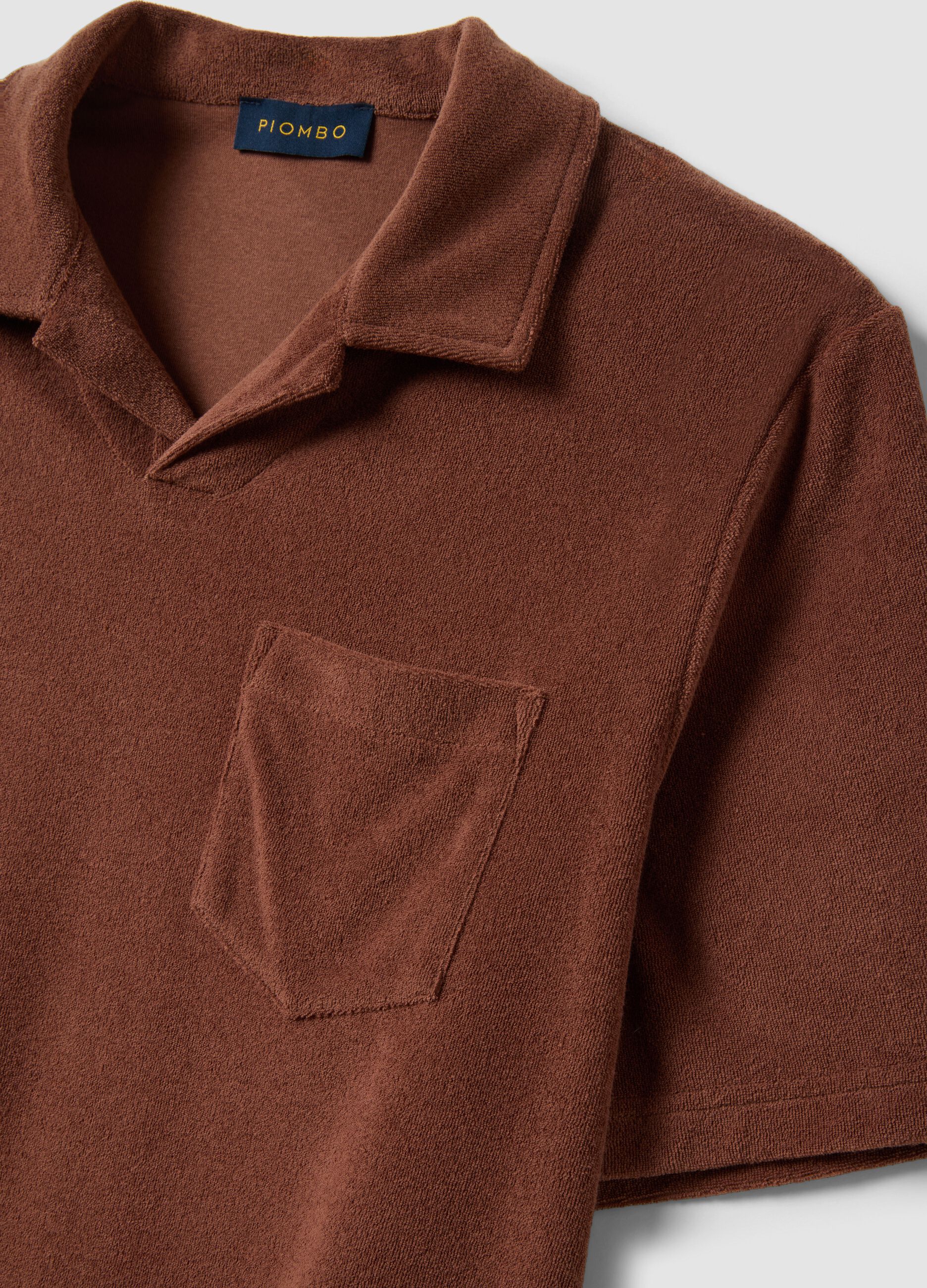 Brown short-sleeve cotton-blend polo shirt