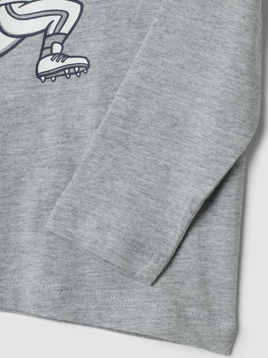 T-shirt grigia in puro cotone organico con stampa college_3