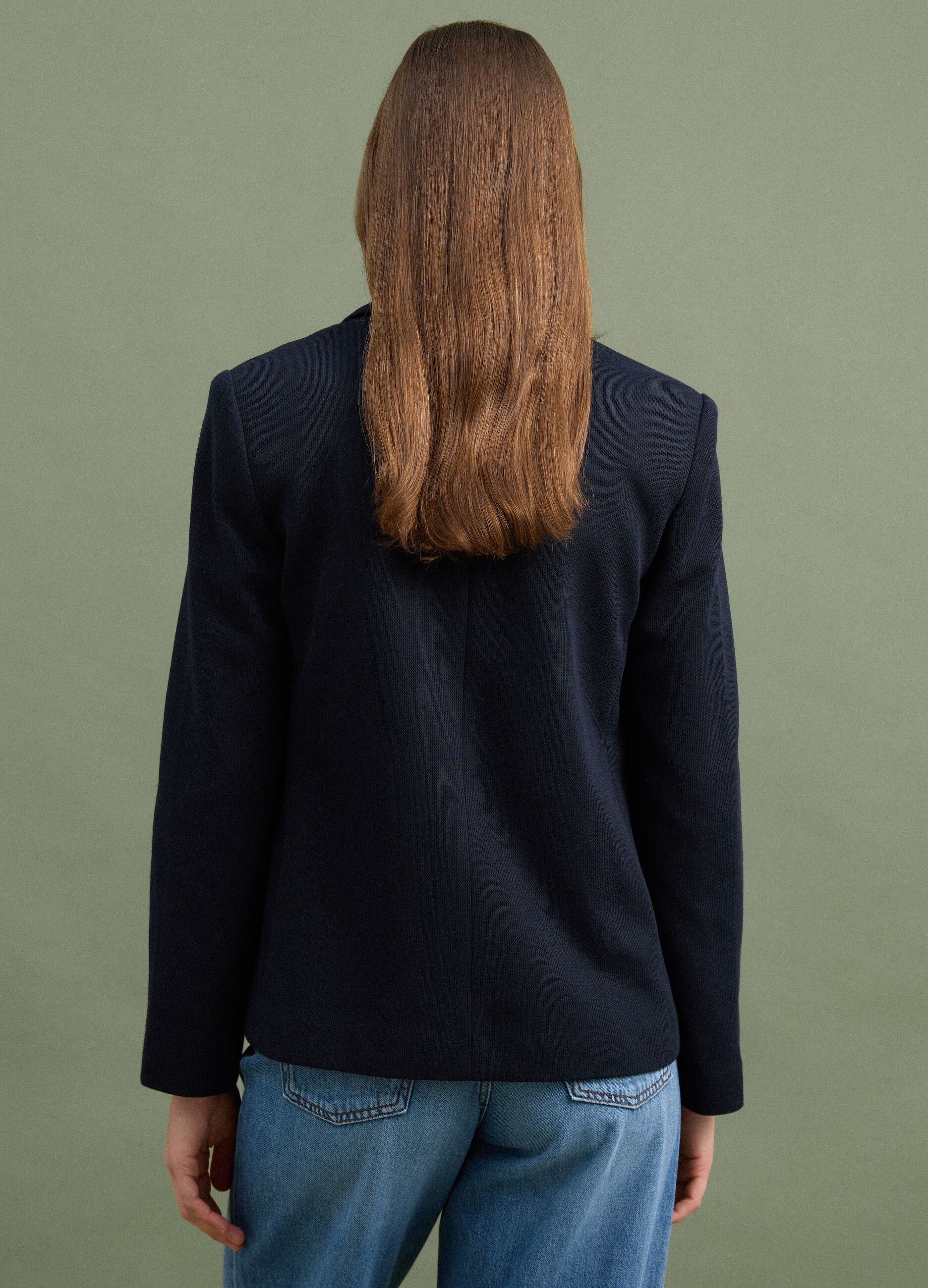 Navyblauer Regular-Fit Zweireiher-Blazer mit klassischem Revers