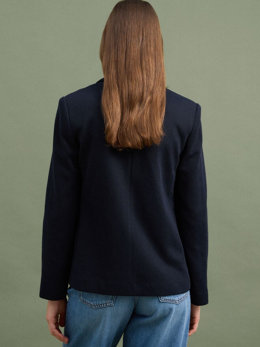 Navyblauer Regular-Fit Zweireiher-Blazer mit klassischem Revers_3