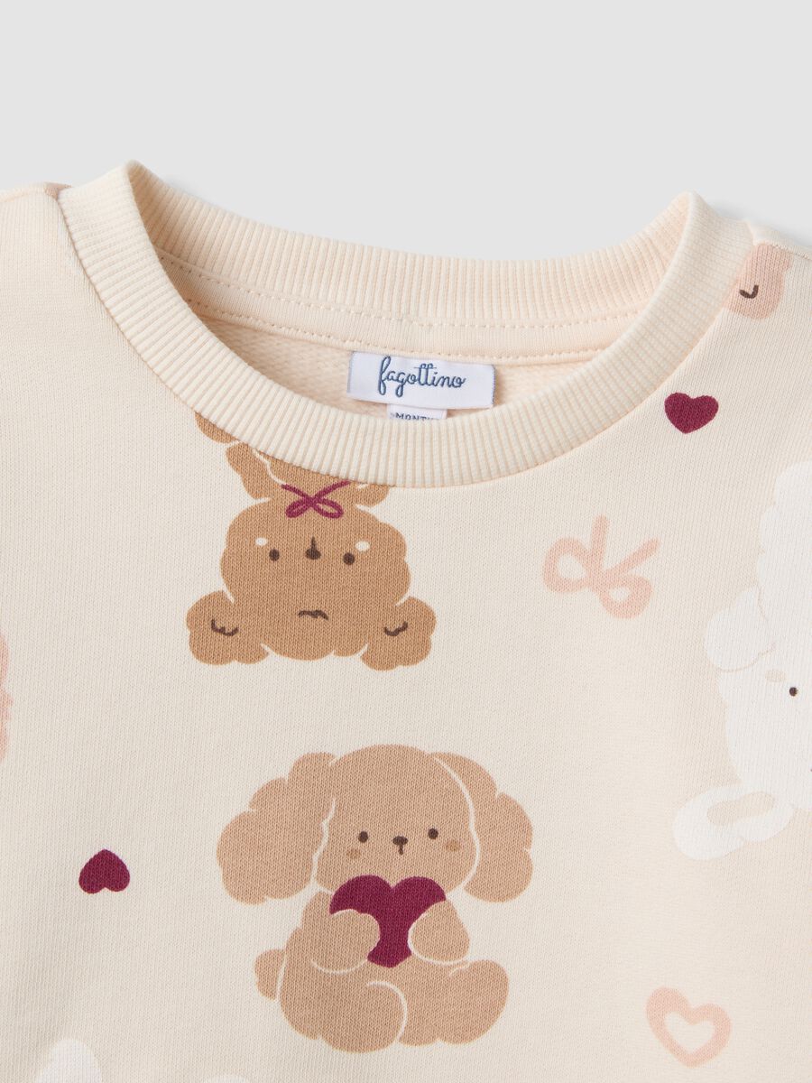 Felpa rosa girocollo in puro cotone con stampa animaletti_3