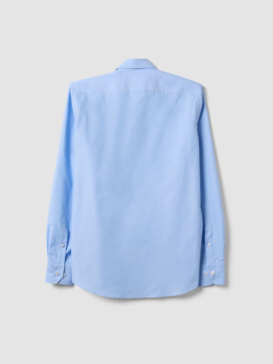 Light blue pure cotton Oxford shirt with cutaway collar, slim fit_5
