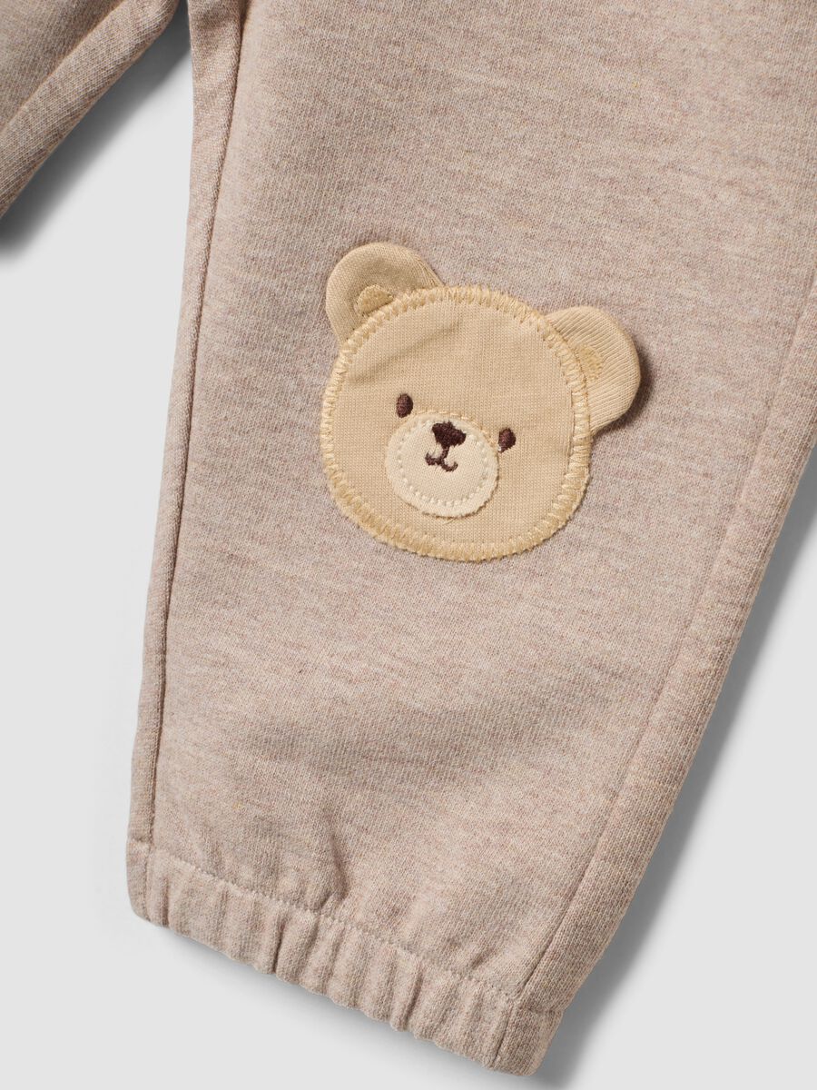 Beige organic cotton baby trousers with elasticated waist_3