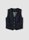Blue pure cotton denim waistcoat with buttons, regular fit_4