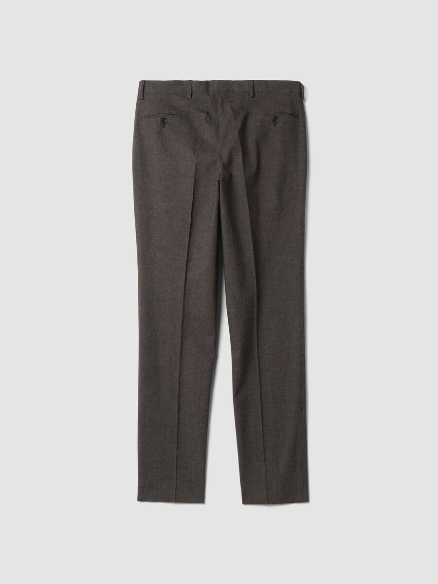 Brown slim-fit formal trousers in stretch cotton_2