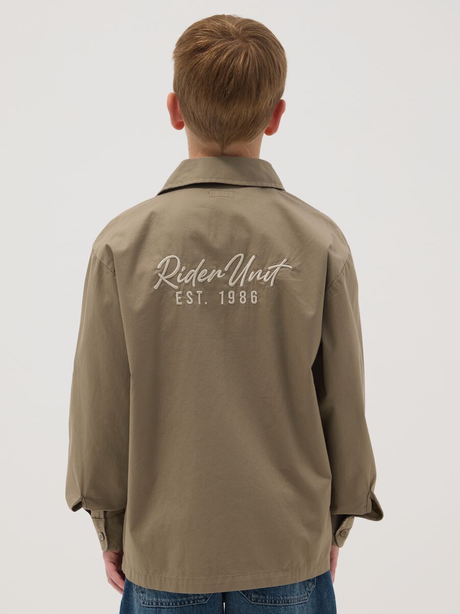 Boys' oversized fit beige pure cotton shirt_2